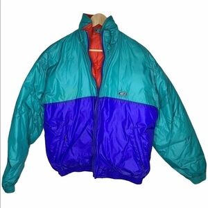 Vtg CB Sports Mens 2 In 1 Down Coat Large Bright